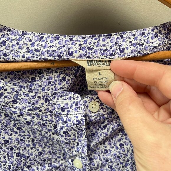 Duluth Trading Tunic Womens Size L Purple Floral Wrinkle Fighter Top - Picture 3 of 5